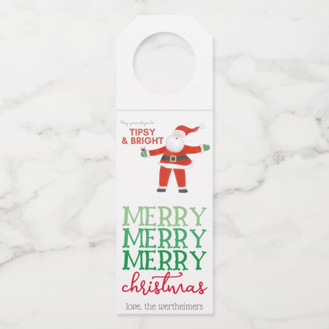 Boozy Santa Bottle Tags (Front)