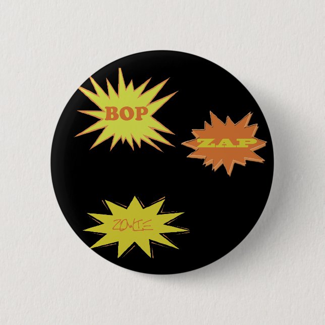 BOP ZAP ZOWIE  RETRO 6 CM ROUND BADGE (Front)