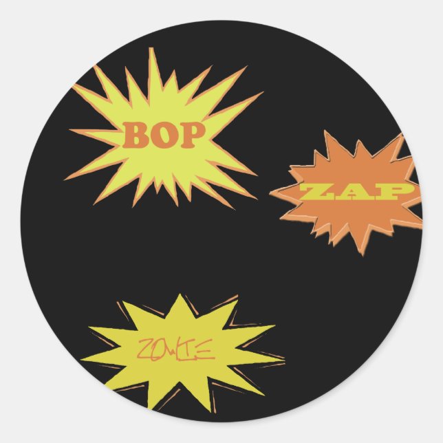 BOP ZAP ZOWIE  RETRO CLASSIC ROUND STICKER (Front)