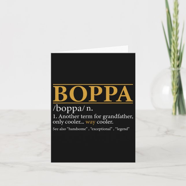 Boppa Definition Fathers Day Gift Grandpa Gift  Card (Front)