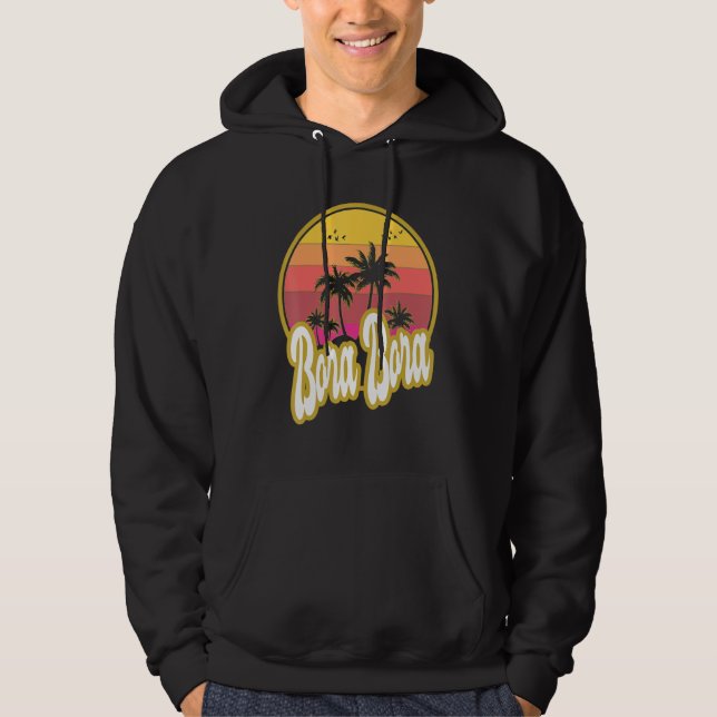 Bora Bora Beach Retro Sunset Hoodie (Front)
