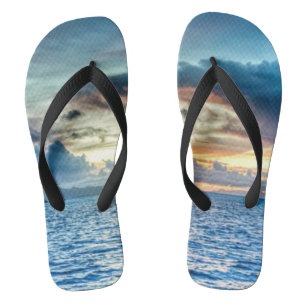 Bora Bora beautiful sunset Flip Flops