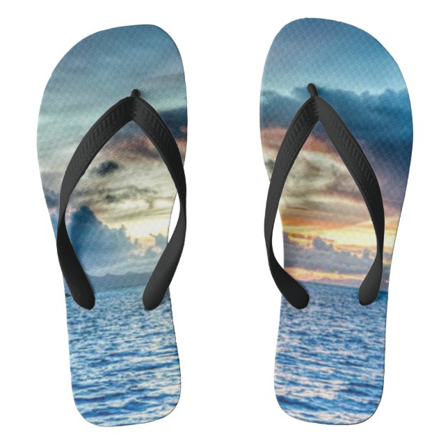 Bora Bora beautiful sunset Flip Flops (Footbed)