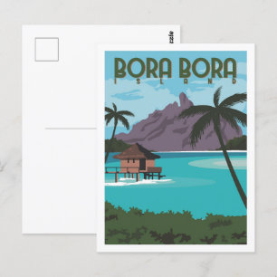 Bora Bora Famous Travel Place Illustration Postcard