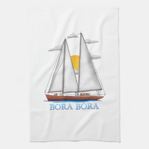 Bora Bora Florida Coastal Nautical Sailing Sailor Tea Towel