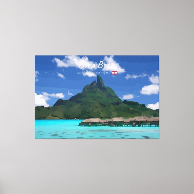 Bora Bora, French Polynesia - Beach Resort Canvas Print (Front)