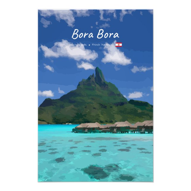 Bora Bora, French Polynesia - Beach Resort Photo Print (Front)