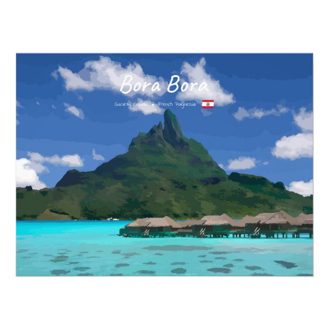Bora Bora, French Polynesia - Beach Resort Photo Print (Front)