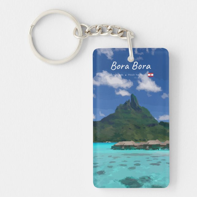 Bora Bora, French Polynesia - Beach Resort Slim Key Ring (Front)