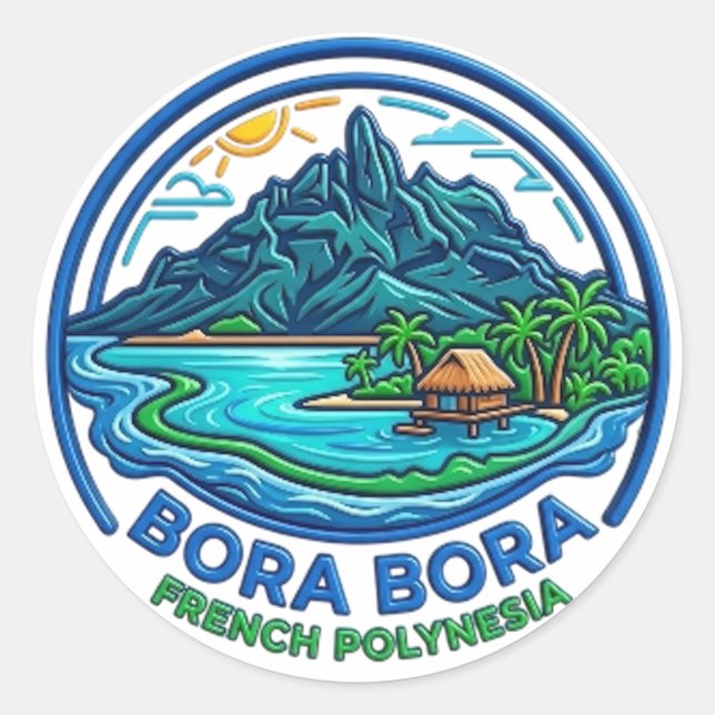 BORA BORA, FRENCH POLYNESIA CLASSIC ROUND STICKER (Front)