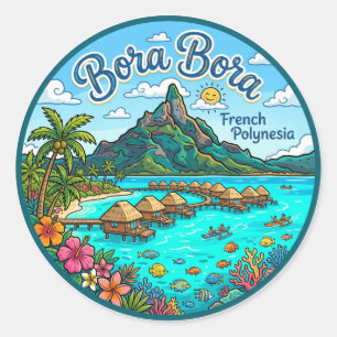 Bora Bora French Polynesia Classic Round Sticker