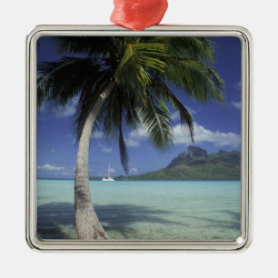 Bora Bora, French Polynesia Mt. Otemanu seen Metal Tree Decoration