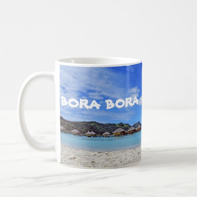 Bora Bora French Polynesia Overwater Bungalows Mug (Left)