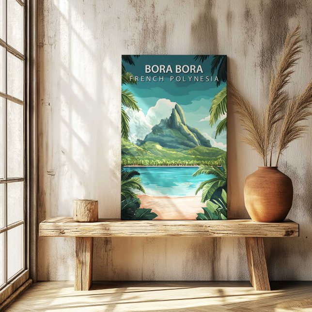 Bora Bora French Polynesia Travel Poster Canvas Print (Bora Bora French Polynesia Travel Poster Canvas by TinkPrints.)
