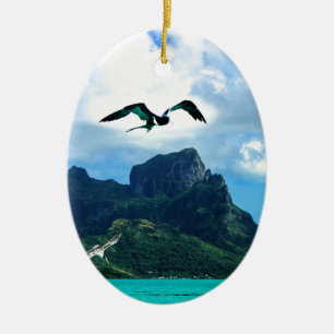 Bora Bora French Polynesia Tropical Bird Sky Ceramic Tree Decoration