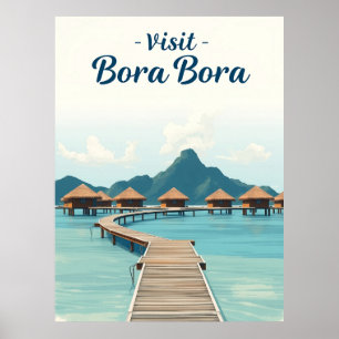 Bora Bora, French Polynesia Vintage Travel Poster