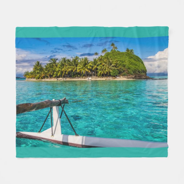 Bora Bora lagoon Fleece Blanket (Front (Horizontal))