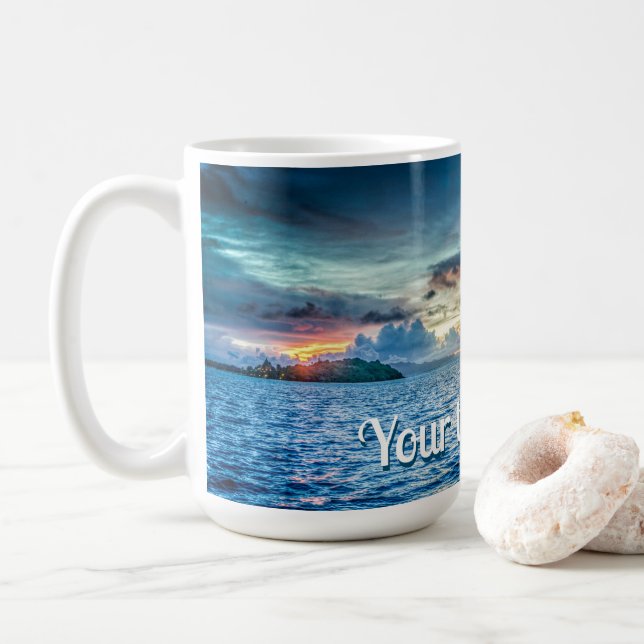 Bora Bora Ocean View Photograph  Coffee Mug (With Donut)