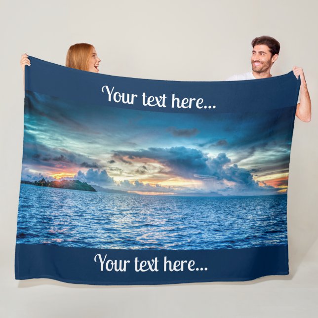 Bora Bora Ocean View Photograph  Fleece Blanket (In Situ)