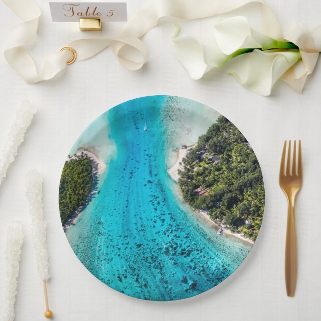 Bora Bora - Pathway To The Ocean Paper Plate (Wedding)