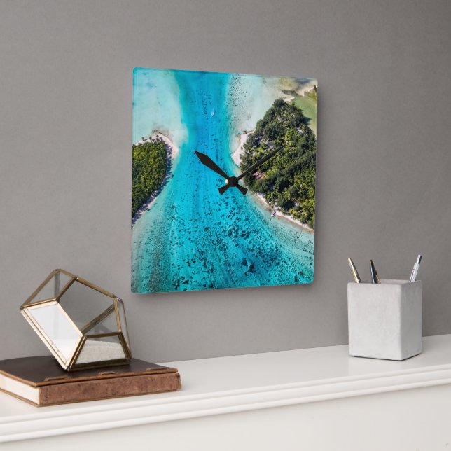 Bora Bora - Pathway To The Ocean Square Wall Clock (Office)