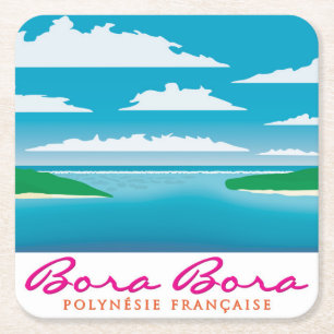Bora Bora reef Square Paper Coaster