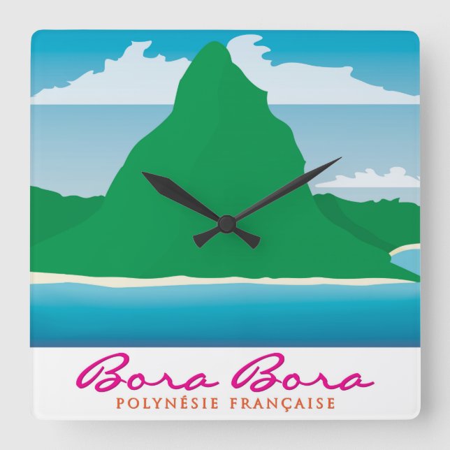 Bora Bora Square Wall Clock (Front)
