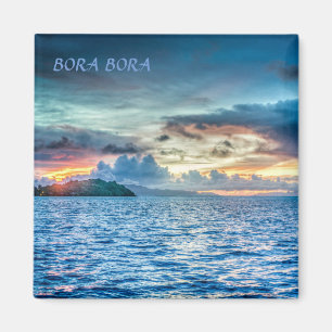 Bora Bora Sunset across the ocean Magnet