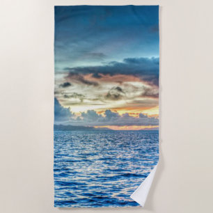 Bora Bora sunset, tropical photo Beach Towel