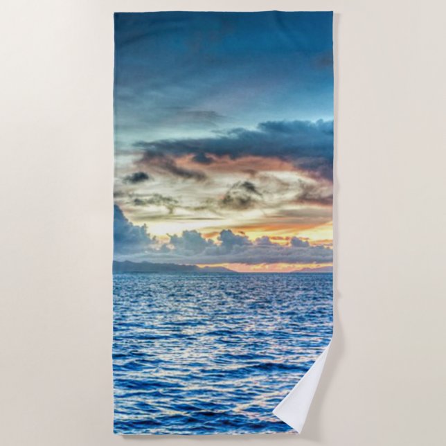 Bora Bora sunset, tropical photo Beach Towel (Front)