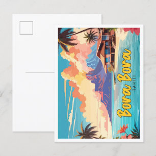 Bora Bora Tahiti Pop Art Travel Illustration Postcard