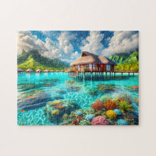Bora Bora Tropical Overwater Bungalow Jigsaw Puzzle