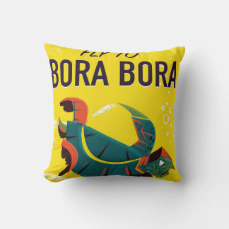 Bora Bora vintage travel poster Cushion