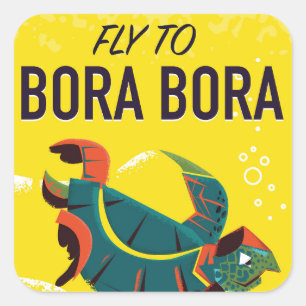 Bora Bora vintage travel poster Square Sticker