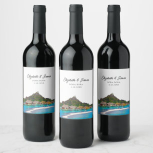 Bora Bora Wedding Favour Wine Label