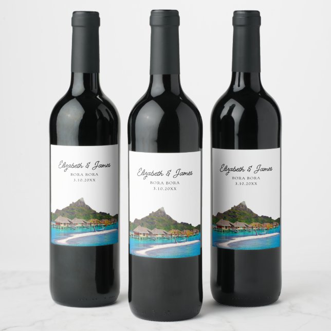 Bora Bora Wedding Favour Wine Label (Bottles)
