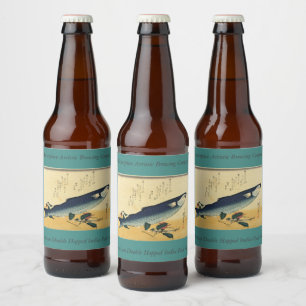 Bora (Grey Mullet) Hiroshige's Japanese Fish Print Beer Bottle Label