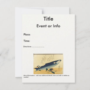 Bora (Grey Mullet) Hiroshige's Japanese Fish Print Invitation
