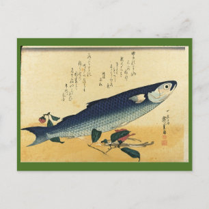 Bora (Grey Mullet) Hiroshige's Japanese Fish Print Postcard