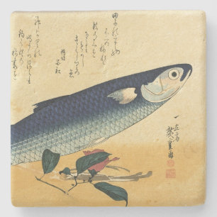 Bora (Grey Mullet) Hiroshige's Japanese Fish Print Stone Coaster