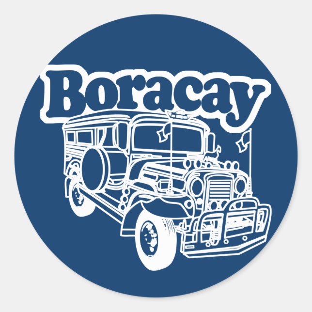 Boracay Jeepney Classic Round Sticker (Front)