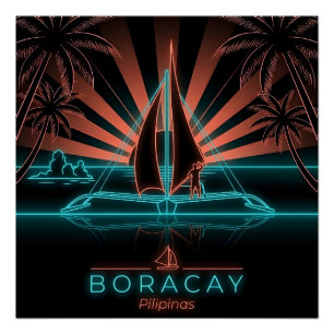 Boracay Paraw Sailboat-Sunset-Philippines Poster