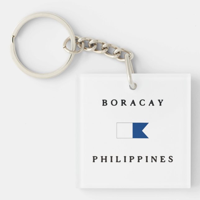 Boracay Philippines Alpha Dive Flag Key Ring (Front)