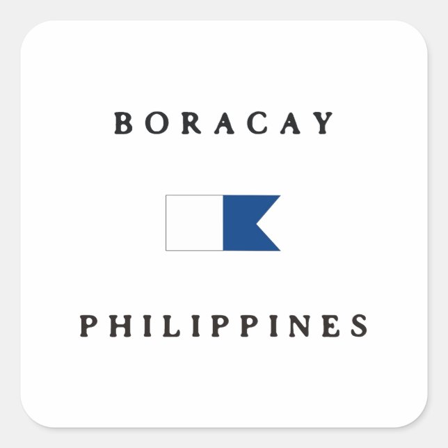 Boracay Philippines Alpha Dive Flag Square Sticker (Front)