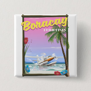 Boracay Philippines beach travel poster 15 Cm Square Badge