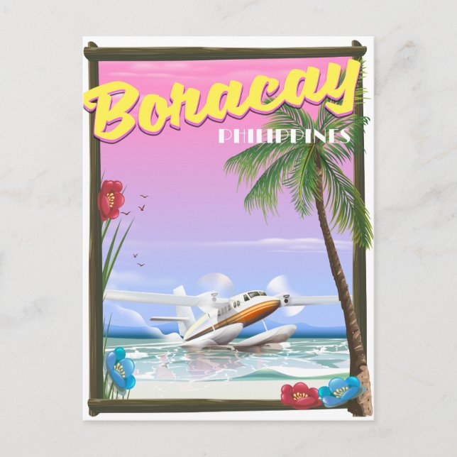 Boracay Philippines beach travel poster Postcard (Front)