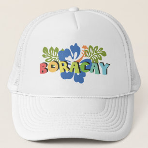 Boracay Philippines on Tropical Hibiscus Flowers Trucker Hat