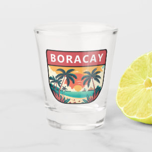 Boracay Philippines Retro Emblem Shot Glass