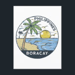 Boracay Philippines Vintage Postcard<br><div class="desc">Boracay vector art design. Boracay is a small island in the central Philippines. It's known for its resorts and beaches.</div>