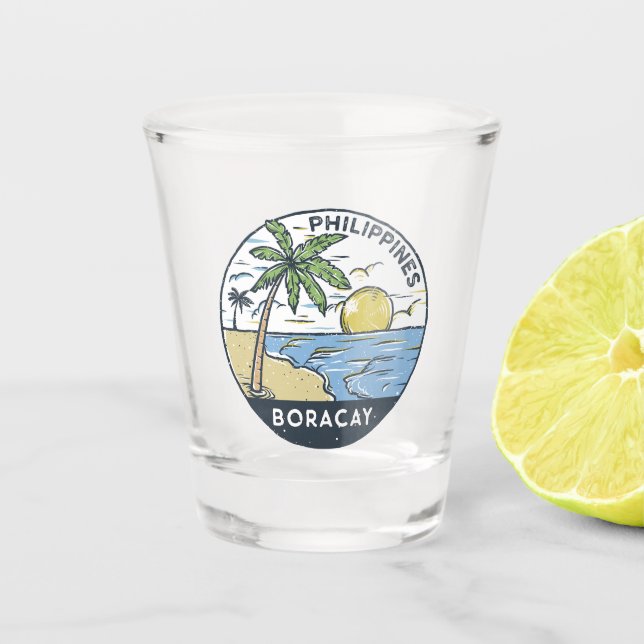 Boracay Philippines Vintage Shot Glass (Front)